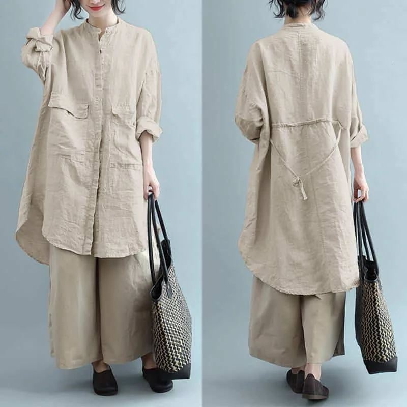 Exclusive Offers boho dressLinen Shirt Style Dress for Women