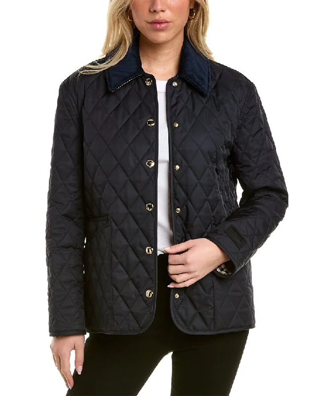 Overstock Sale cozy winter coatBurberry Corduroy Collar Diamond Quilted Jacket
