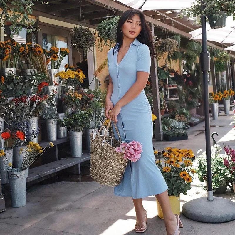 Online Exclusive backless dressElegant Summer Shirt Dress