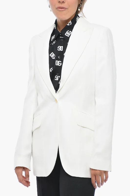 Daily Deals soft coatStella McCartney One-button Flax Blend Blazer with Peak Lapel 42 Italian size Daily Deals soft coatStella McCartney One-button Flax Blend Blazer with Peak Lapel 42 Italian size