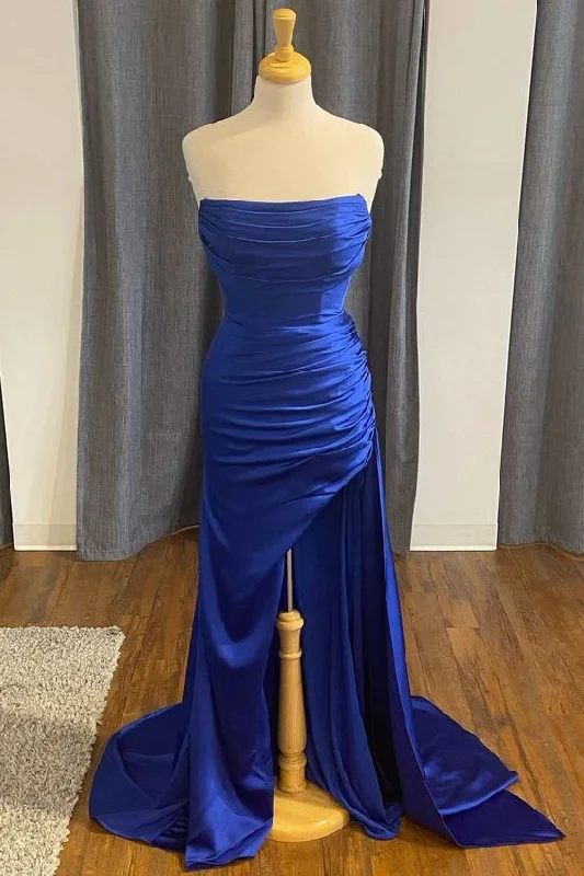 While Supplies Last bodycon dressBlue Satin Strapless Mermaid Long Formal Dress with Slit Y5741 While Supplies Last bodycon dressBlue Satin Strapless Mermaid Long Formal Dress with Slit Y5741