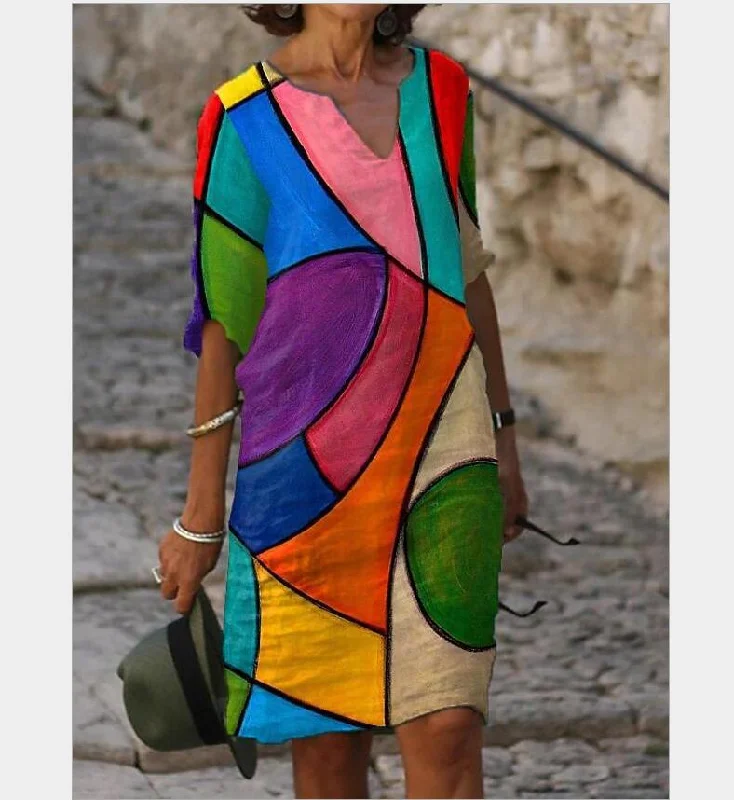 Special Buy knit dressHalf-Sleeved Women's Summer Dress in Print