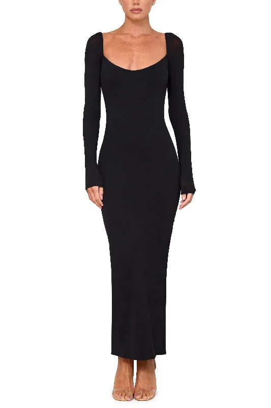 Final Markdown Long Sleeve Gown with Asymmetrical Train