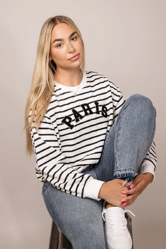 Fantastic Offers comfortable athletic sweatshirtC&C California Arden Paris Terry Crewneck Pullover for Women in White/Black | 89B02977T-J002-BLACK Fantastic Offers comfortable athletic sweatshirtC&C California Arden Paris Terry Crewneck Pullover for Women in White/Black | 89B02977T-J002-BLACK
