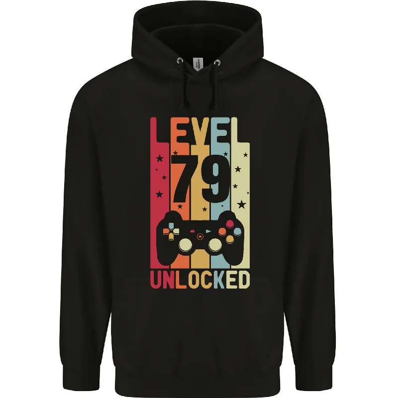 79th Birthday 79 Year Old Level Up Gaming Mens 80% Cotton Hoodie