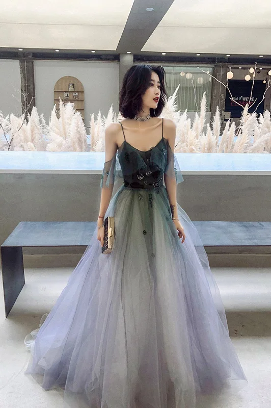 Overstock Stylish Tulle Long Gradient Prom Dress