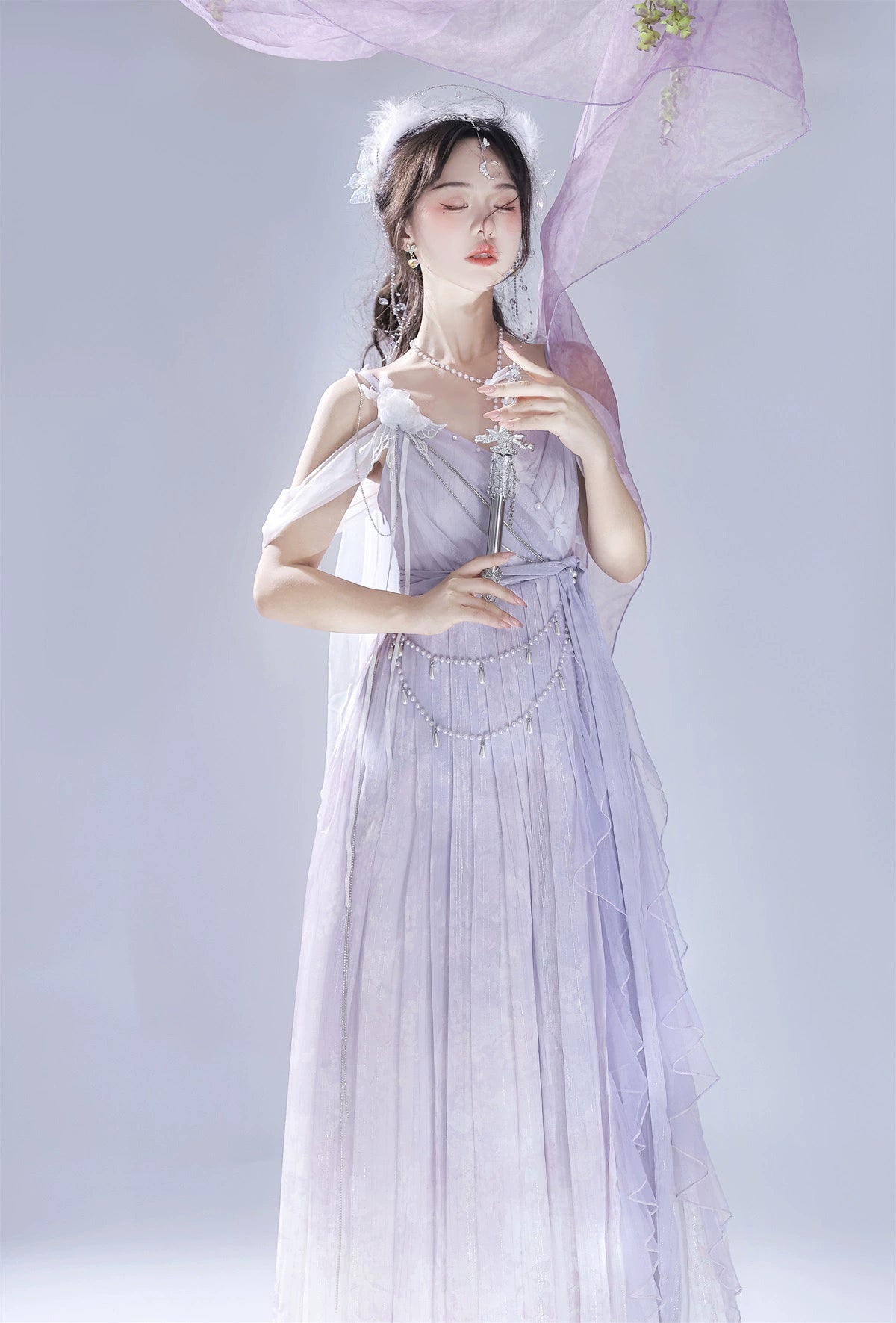 (BFM)Meow Studio~Han Lolita Dress Side Slit Purple JSK Dress