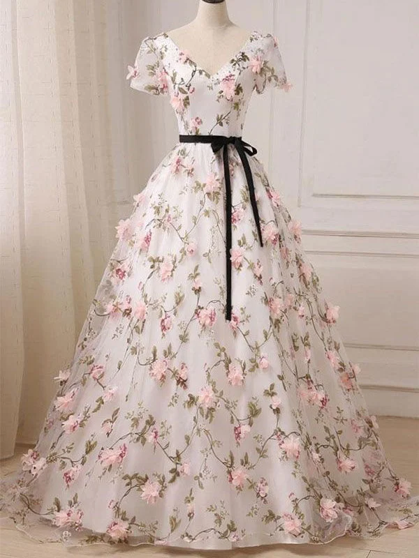 The Best Prices Ball Gown Prom Dresses V-neck Floor-length Floral Long Lace Prom Dress JKL519 The Best Prices Ball Gown Prom Dresses V-neck Floor-length Floral Long Lace Prom Dress JKL519