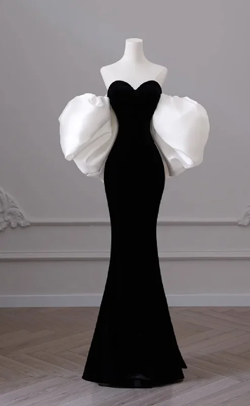 Special Offer backless dressBlack one-shoulder evening dress high-end mermaid banquet temperament prom dress Y4382