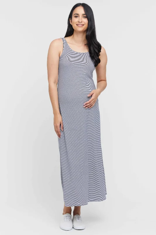 Low Prices trendy wrap dressBamboo Maxi Maternity Dress - Thin Stripe