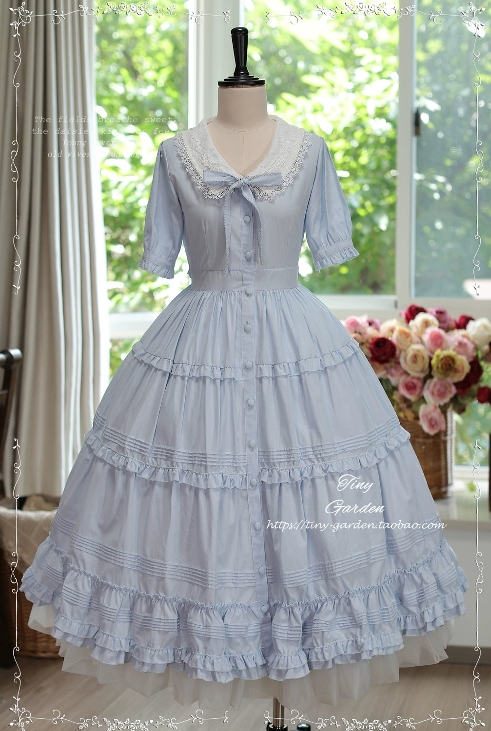 Take Advantage casual day dressTiny Garden~Lacey 2.0~Classic Lolita OP Lace Collar Open Front Dress