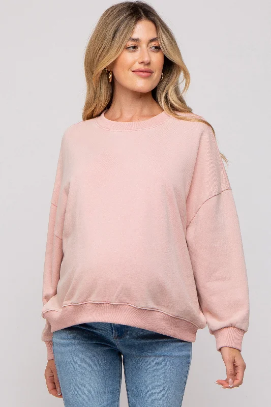 Pink Dropped Shoulder Maternity Sweatshirt