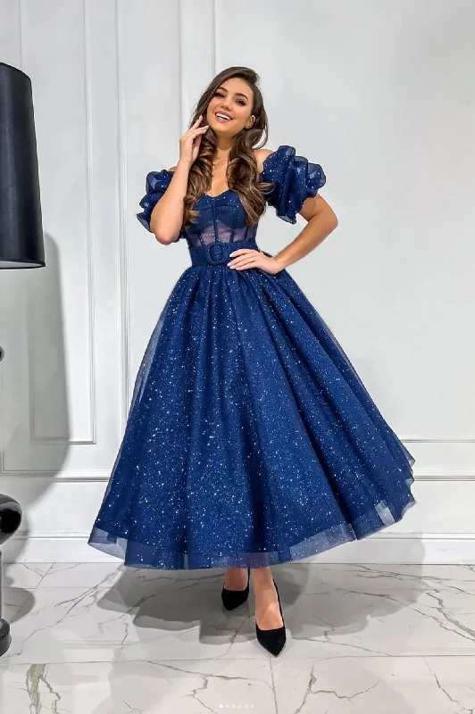 Today’s Deal Blue Tulle Short A-Line Prom Dress