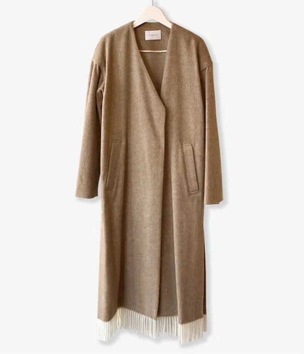 Buy More, Save More fashion coat with hoodPHEENY/BEAVER FRINGE COAT(CAMEL)
