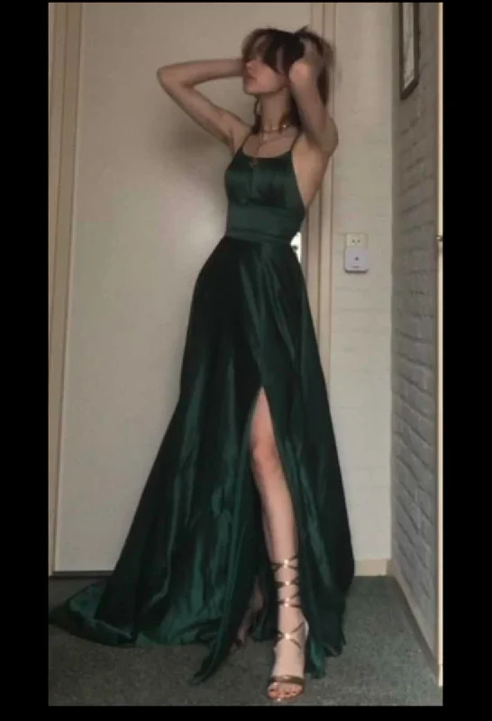 Stock Up and Save casual slip dressWomen's Long Satin Spaghetti Strap Formal A Line Prom Evening Dress  Y4493