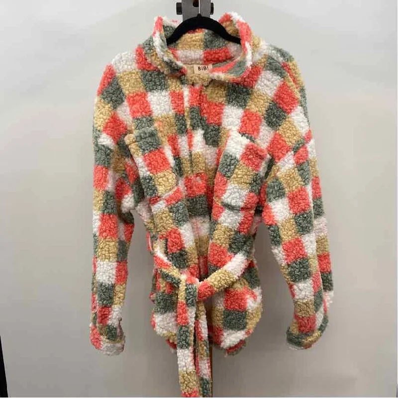 Midnight Madness urban casual coatBib! Women's Size M coral Checkered Jacket
