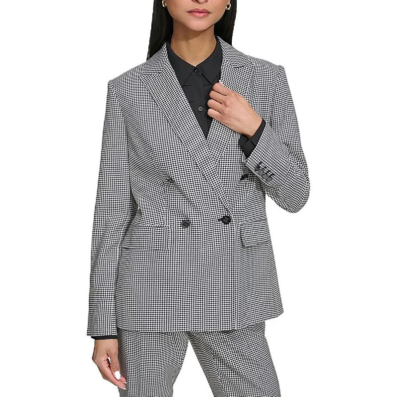 Extra Savings versatile coatWomens Office Gingham Double-Breasted Blazer