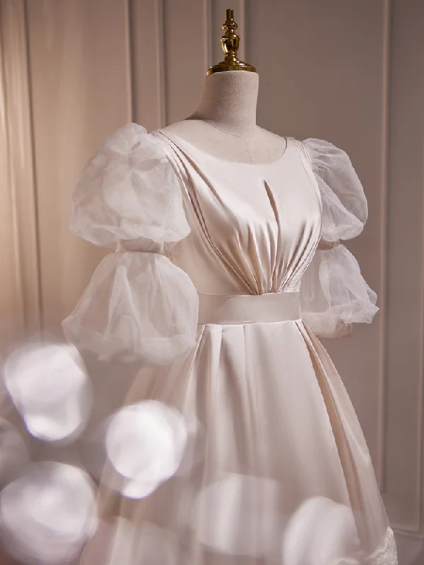 Super Savings Chic Bubble Sleeves Round Neck Prom Dresses