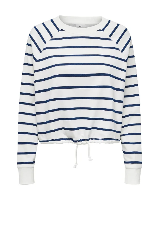 JDY Ivy Striped Sweatshirt, Cloud Dancer & Navy