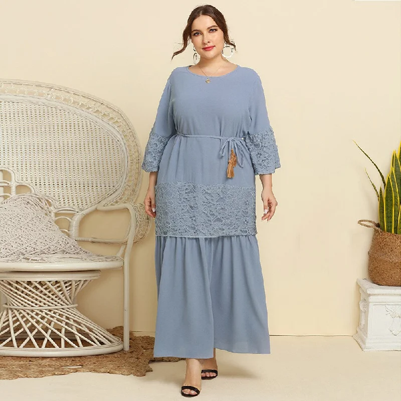 BerriesJam - Loose Lace Patchwork Muslim Oversized Casual Dress