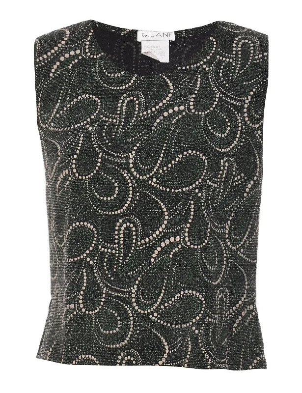 Paisley Print Metallic Evening Top - S