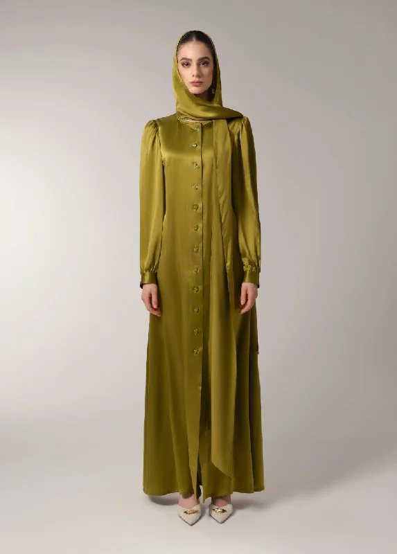 Epic Deals satin midi dressKHAKI HOODY DRESS
