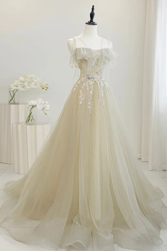 Act Now A-Line Spaghetti Strap Tulle Floor Length Prom Dress, Beautiful Light Green Evening Party Dress Act Now A-Line Spaghetti Strap Tulle Floor Length Prom Dress, Beautiful Light Green Evening Party Dress