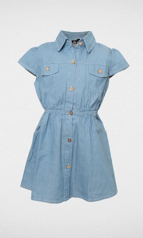 Kids Denim Dress (Light Blue)