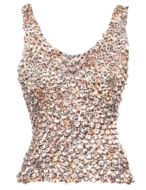 Special Buy soft coatAnimal Print Smocked Sleeveless Y2K Top - S