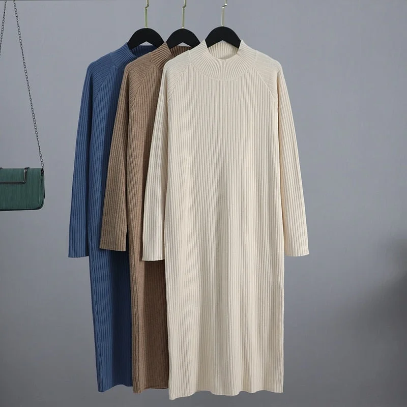 Price Rollback cocktail party dressOversized Turtleneck Women's Dress in Midi Length