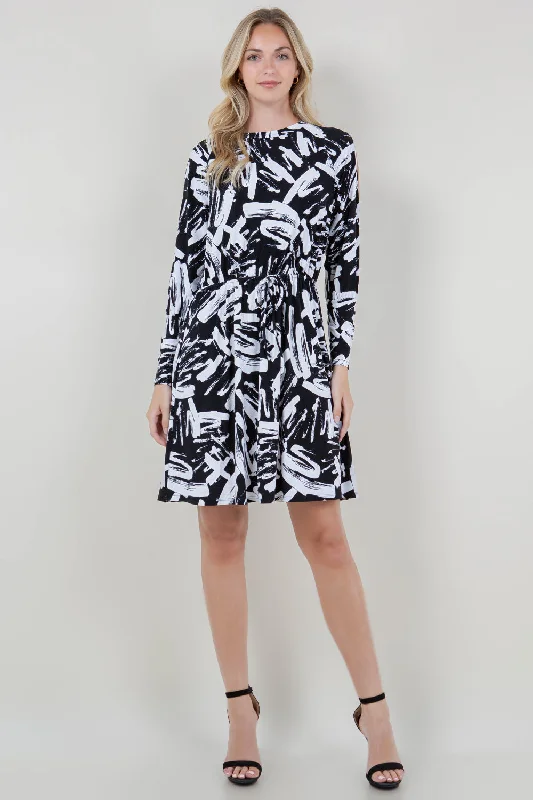 Price Drop A-line dressLG JULIET SLV COLD SHOULDER RD NK DRESS - D3543-1820B-Z-LILY