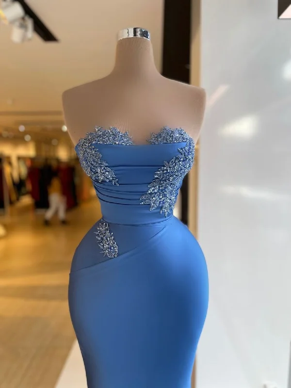 Act Fast comfy dressCharming Sheath/Column Blue Evening Dress,Pageant Dress Y4196