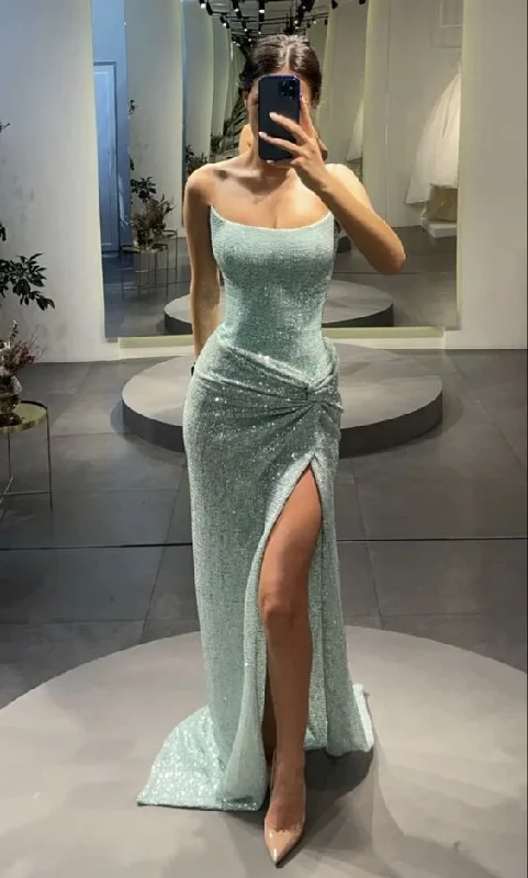 Special Price backless dressStrapless Sequin Mermaid Prom Dress With High Slit Sexy Evening Dress Y1611 Special Price backless dressStrapless Sequin Mermaid Prom Dress With High Slit Sexy Evening Dress Y1611