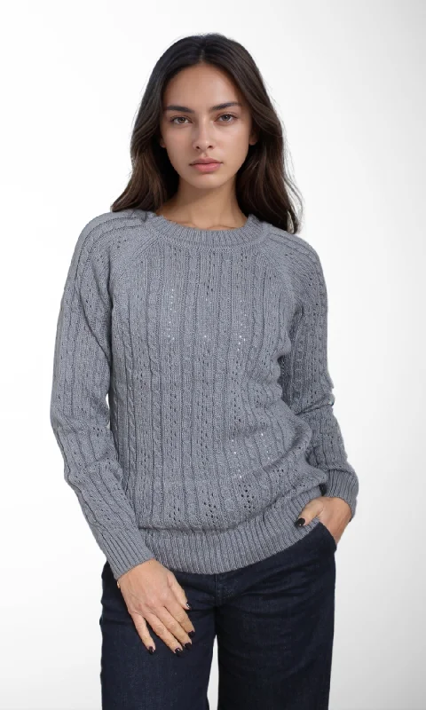 Sale Event fashion sportswear hoodieWomen Round Neck Sweater (Grey)