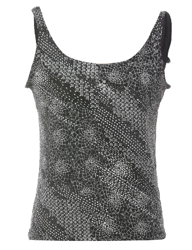 Special Promotion lightweight coatBlack & Silver Sparkly Metallic Evening Top - S