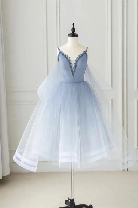 Super Sale Cute Tulle Short A-Line Prom Dress, Spaghetti Strap V-Neck Evening Dress Super Sale Cute Tulle Short A-Line Prom Dress, Spaghetti Strap V-Neck Evening Dress