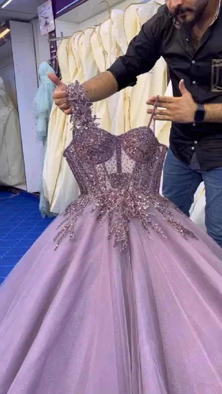 Fantastic Deals trendy dressSparkly A-line Tulle Prom Dress,Birthday Party Dress Y5201