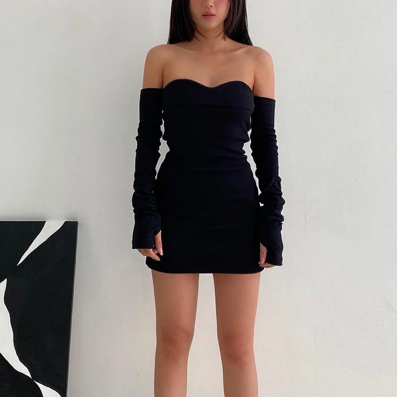 Exclusive Offers party-ready dressBerriesJam - Off Shoulder Long Sleeve Solid Casual Dress