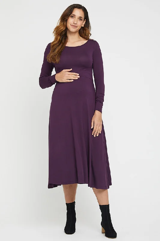 Buy Now vintage-inspired dressOlivia Maternity Dress - Plum