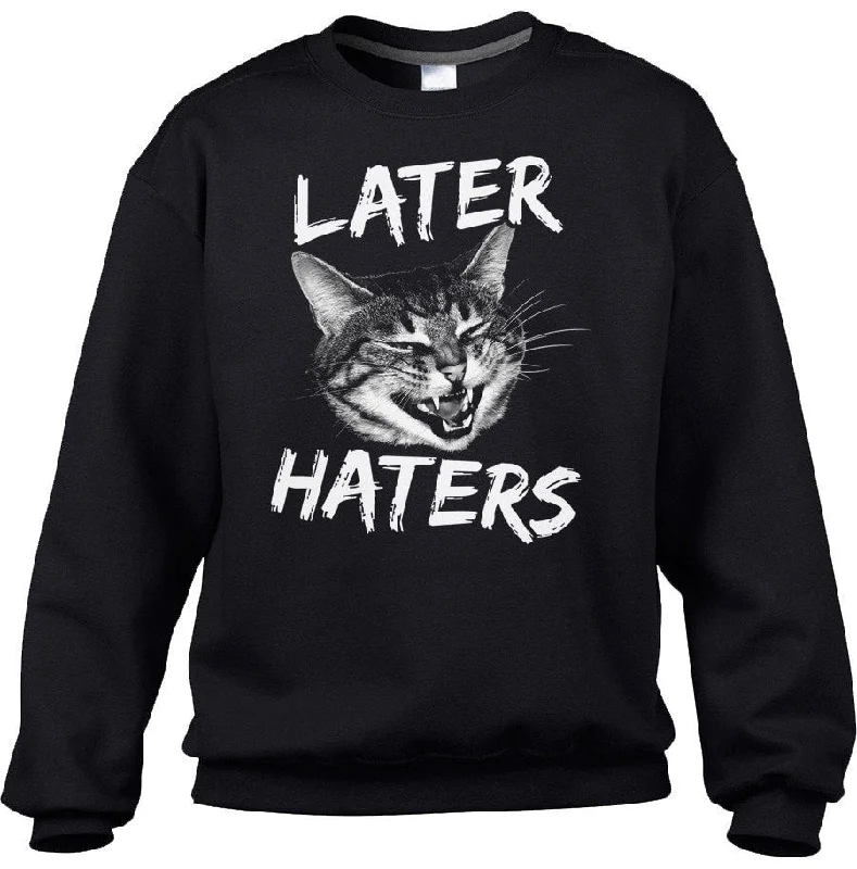 Super Deal modern athletic hoodieUnisex Later Haters Sweatshirt Funny Cat Shirt