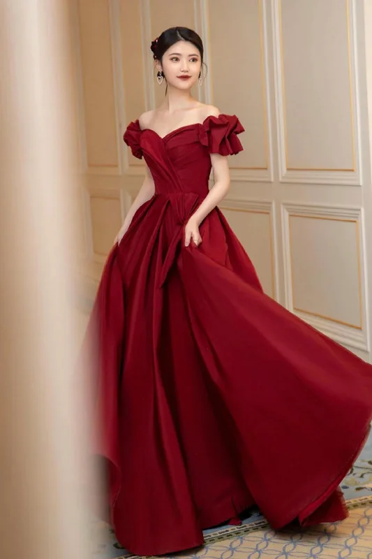 Hurry In summer floral dressBurgundy Satin Long Prom Dress, A-Line Evening Dress Y1658 Hurry In summer floral dressBurgundy Satin Long Prom Dress, A-Line Evening Dress Y1658