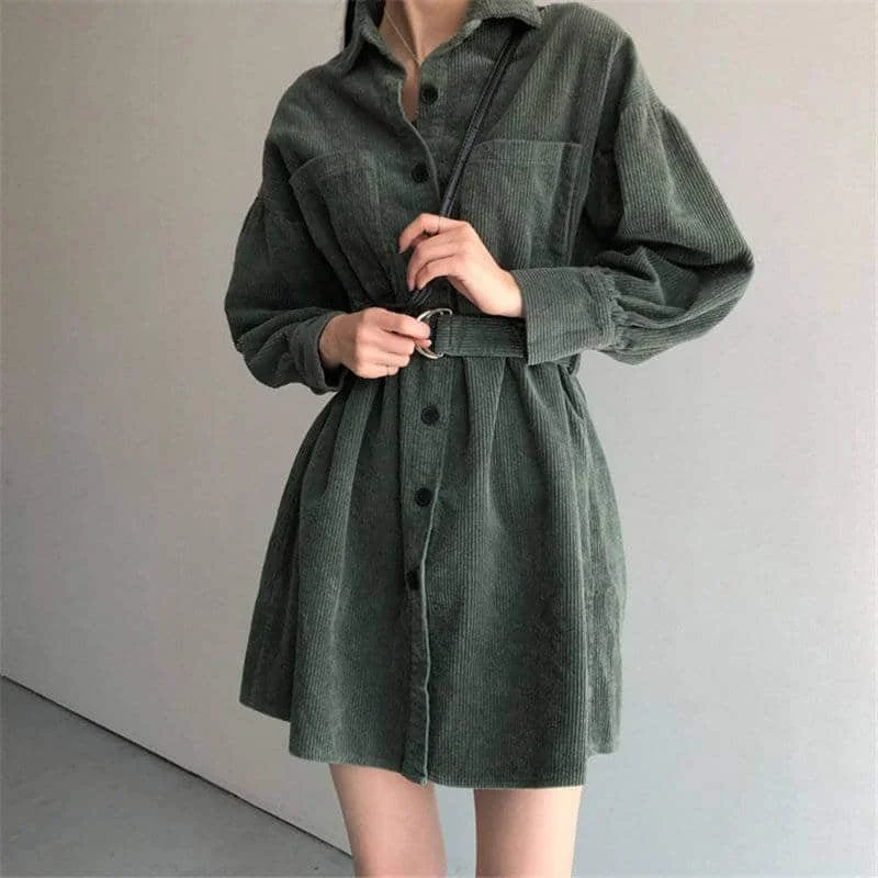 Women's Corduroy Shirt Dress