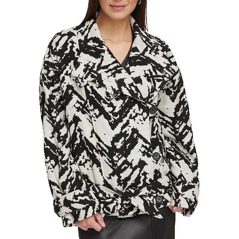 Final Clearance lightweight winter coatWomens Jacquard Printed Trench Coat
