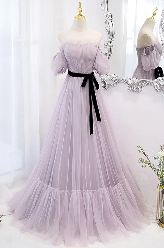 Deal of the Day Purple Strapless Tulle Long Prom Dress, Off the Shoulder Evening Dress Deal of the Day Purple Strapless Tulle Long Prom Dress, Off the Shoulder Evening Dress