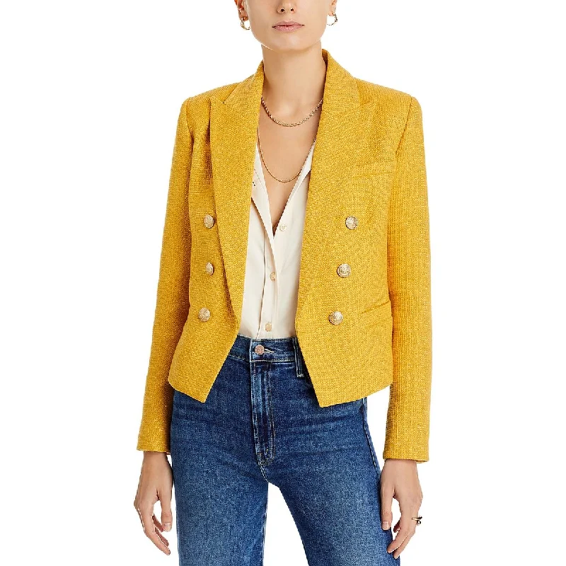 Daily Deals stylish peacoatBrooke Womens Metallic Cropped Double-Breasted Blazer