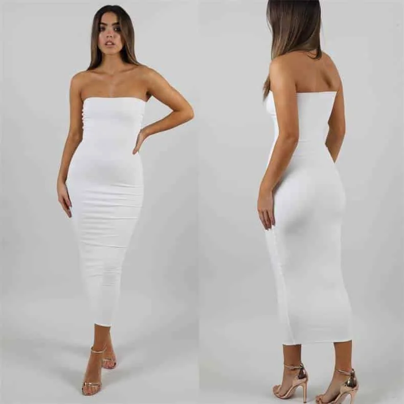 Sexy Strapless Long Bodycon Dress for Women