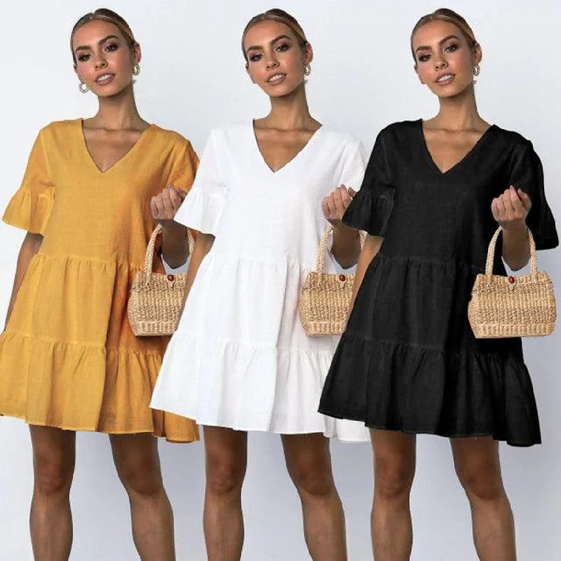 Deep Discounts chic wrap dressV-neck short sleeve skirt dress