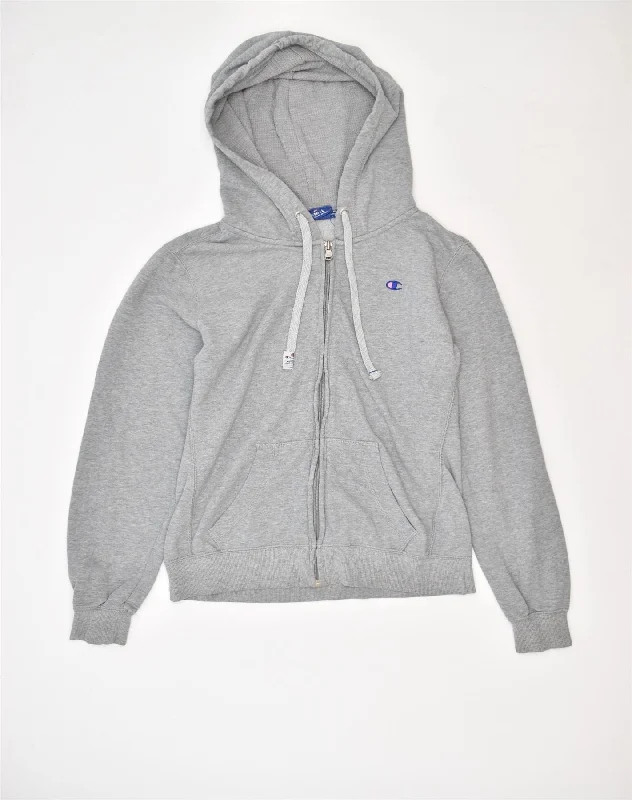 CHAMPION Womens Zip Hoodie Sweater UK 10 Small Grey Cotton