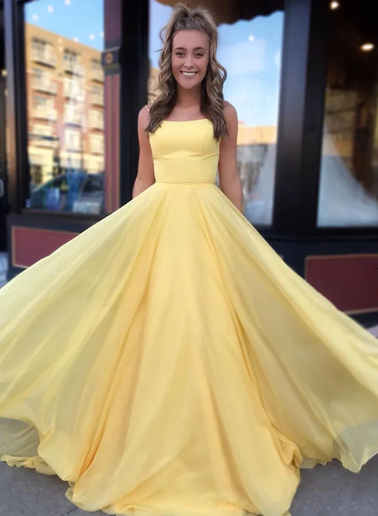 Price Rollback Yellow Spaghetti Strap Backless Prom Dress, Yellow A-Line Chiffon Evening Party Dress Price Rollback Yellow Spaghetti Strap Backless Prom Dress, Yellow A-Line Chiffon Evening Party Dress