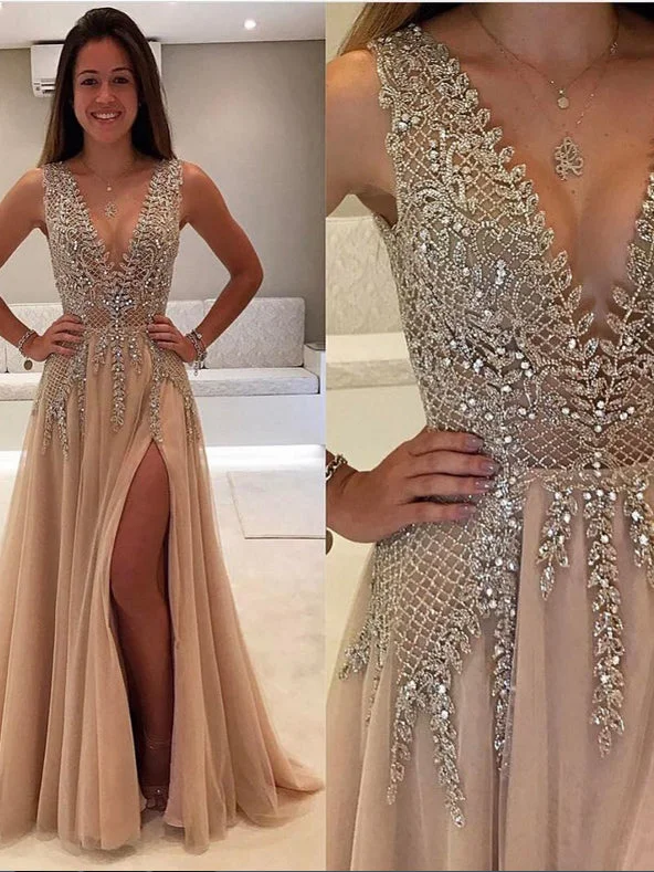 Limited Time Discount Beautiful Prom Dresses V-neck Slit Sexy Rhinestone Prom Dress/Evening Dress JKL175 Limited Time Discount Beautiful Prom Dresses V-neck Slit Sexy Rhinestone Prom Dress/Evening Dress JKL175